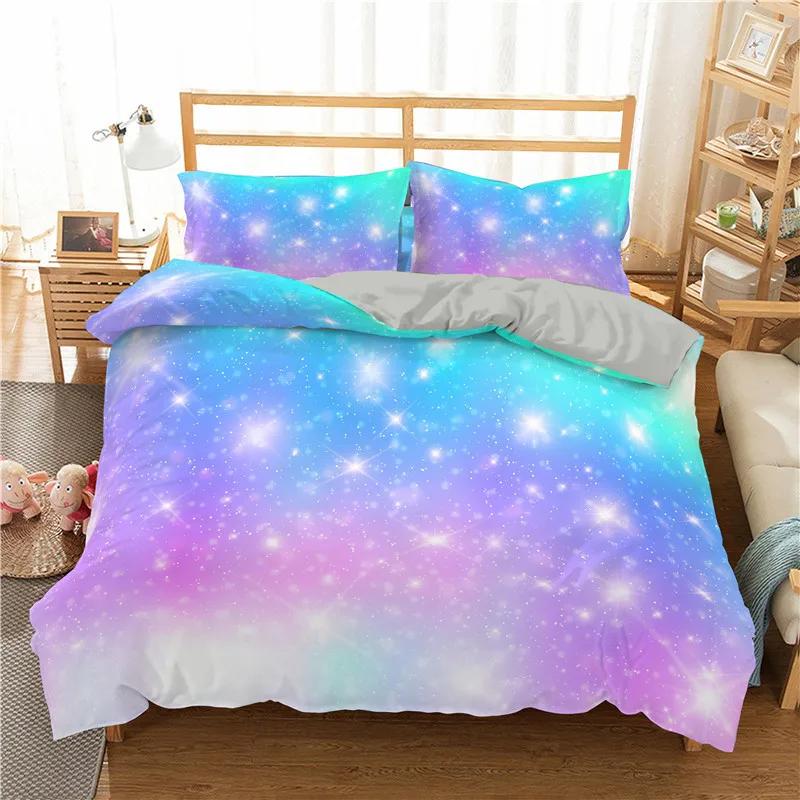 Comforter Rainbow Ombre Queen King Romantic Style Bedding Set For Girls Kids Teens 3 Piece Set With 2 S No Quilt