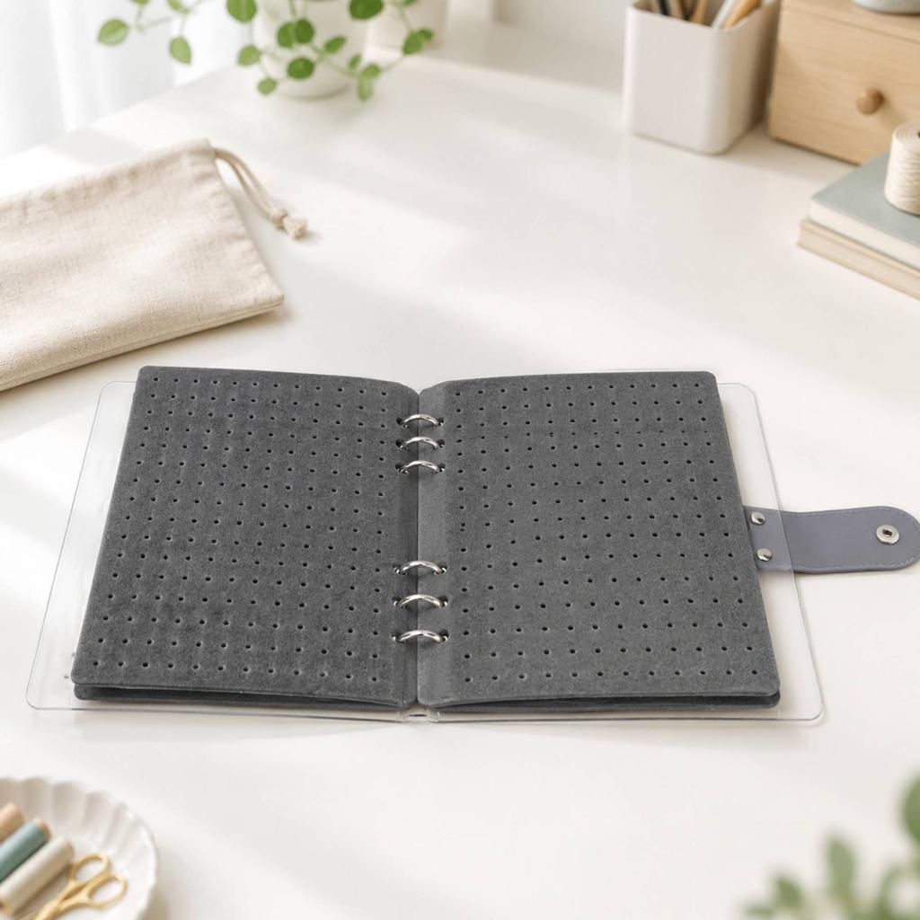 Pin Display Book with SnapButton Closure Portable Felt Pages Compact for Conventions,