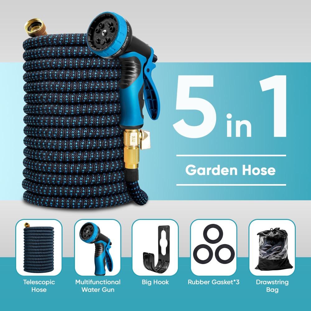 100ft Expandable Flexible Garden Water Hose, 10 Spray Nozzle, Outdoor, Yard, Car Wash