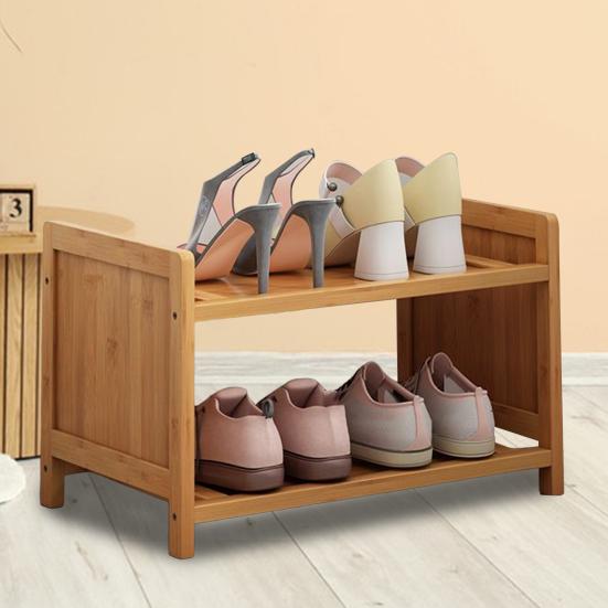 2-Tier Small Shoe Rack Organizer Smooth Edge Burr Free Easy Assembly Home Entryway Organization Shoe Stand