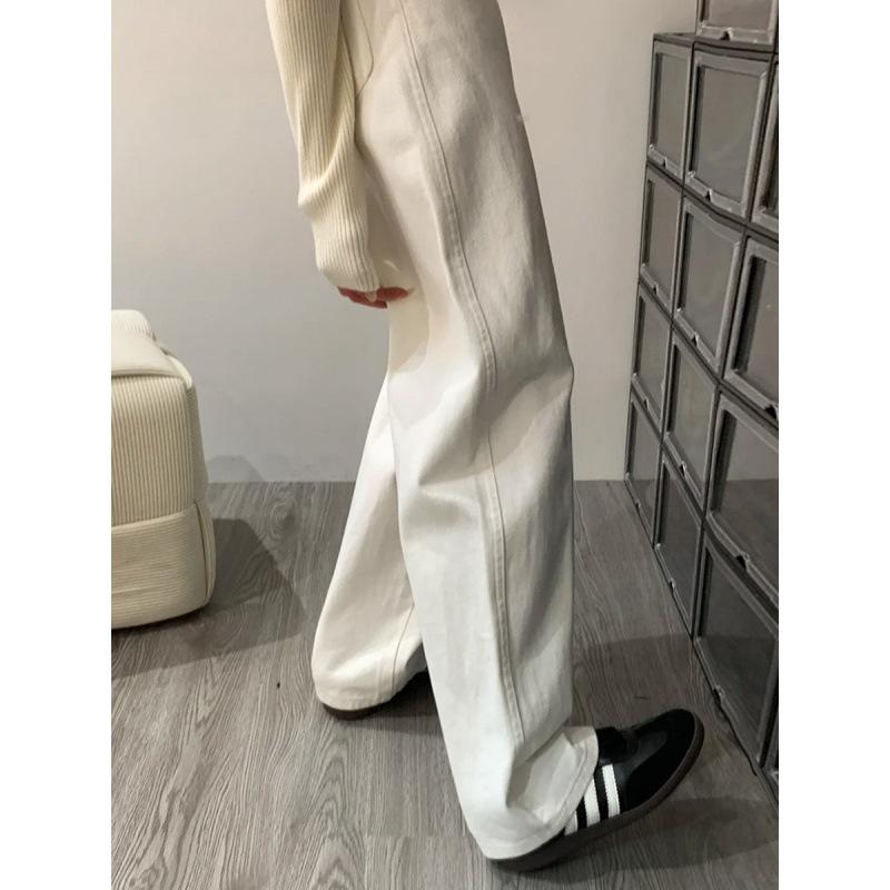 Women's Plus Size Wide-Leg Fluffy Jeans - Slimming Drape, Floor-Length (Autumn/Winter 2025)