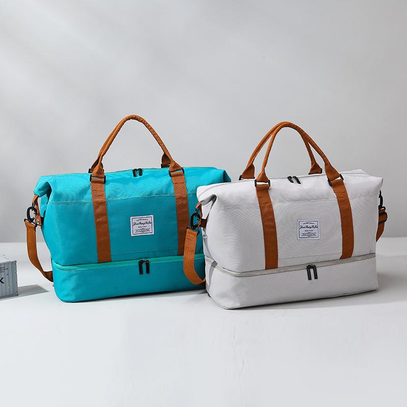 Simple outdoor lightweight travel bag Korean version portable short-distancebusiness trip duffel bag large-capacity wet and dry separation fitness bag