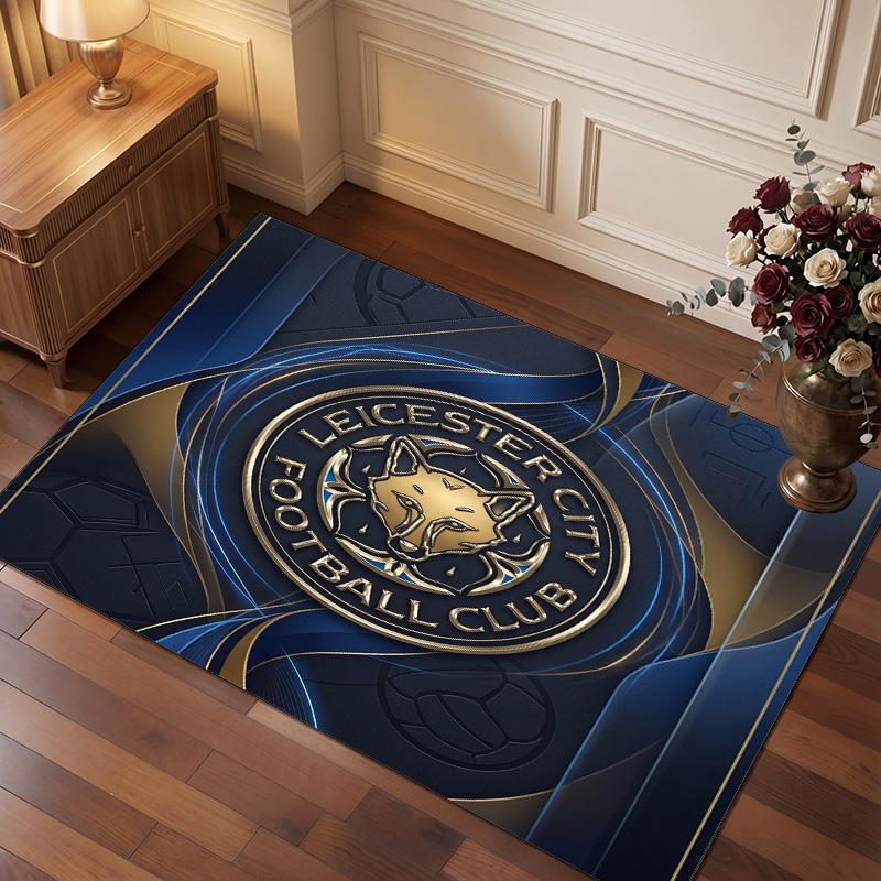 Tappeto in Velluto di Cristallo con Stampa del Leicester City Football, Comodo Assorbente d'Acqua Antiscivolo Tappeto per Pavimenti Interni