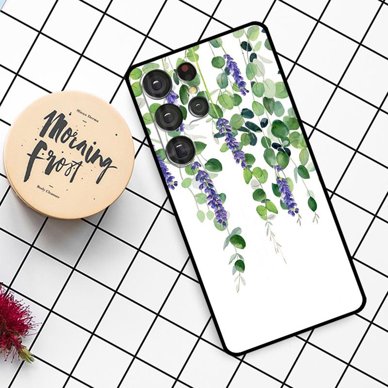Eucalyptus Lavender Case For Samsung Galaxy S21 S22 S23 S24 S25 Ultra S9 S10 S25 Plus S25 FE S20 FE Phone Cover