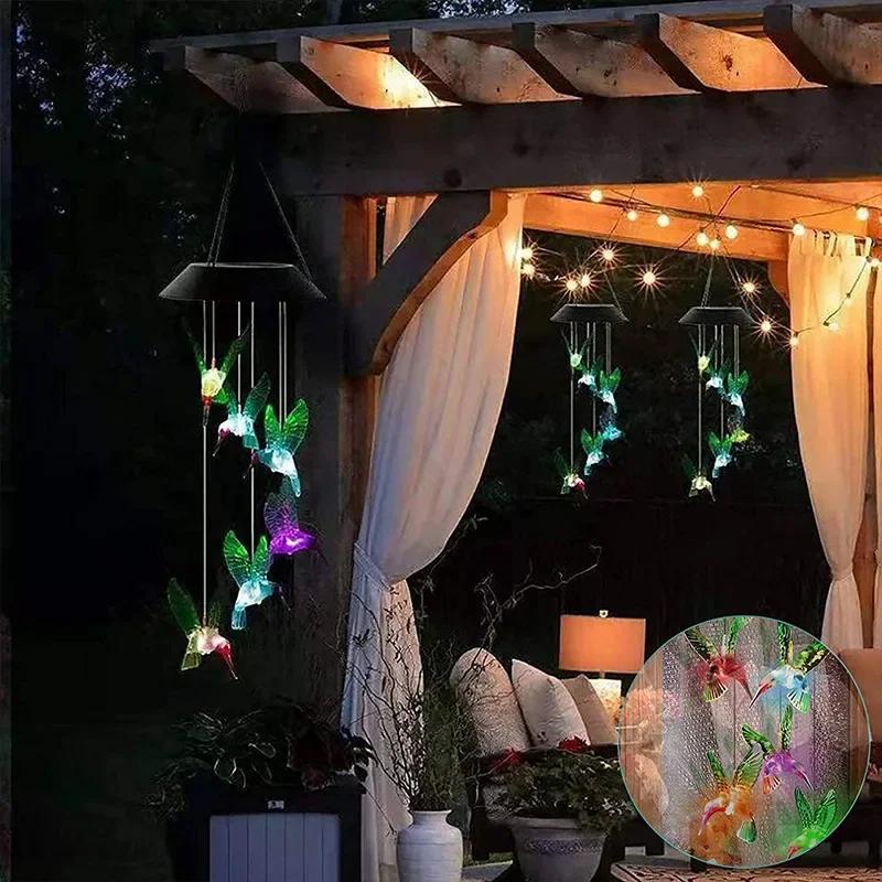 Solar Wind Chime Lamp LED Pendant Lamp Color Change Waterproof Decorative Lamp Outdoor Park Courtyard Balcony Garden Decoration