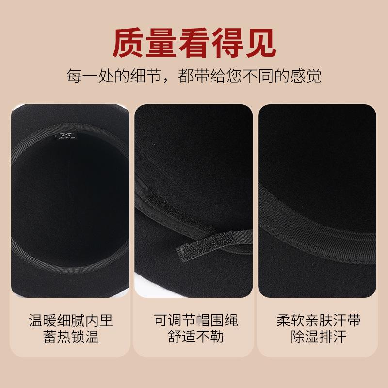 New wool bucket hat women's autumn and winter elegant basin hat outdoor leisure warm woolen top hat