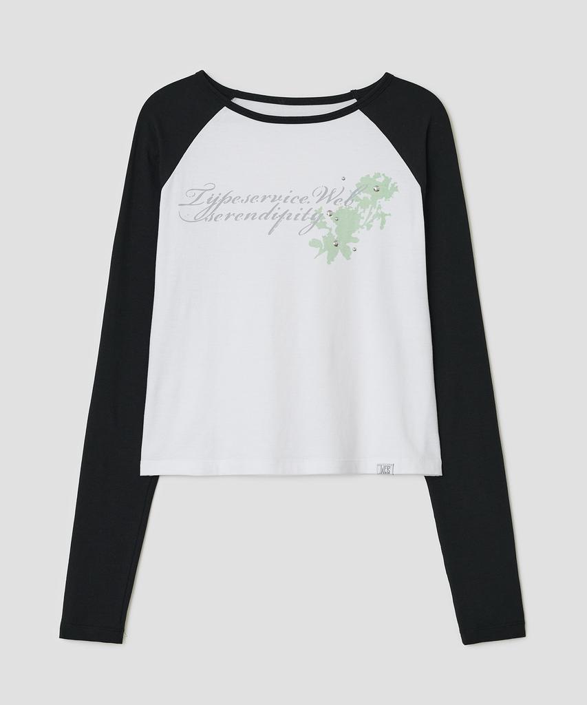 TYPESERVICE Sheer Hotfix Raglan Top [White]