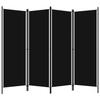 VidaXL Cloison de séparation 4 panneaux Noir 200x180 cm