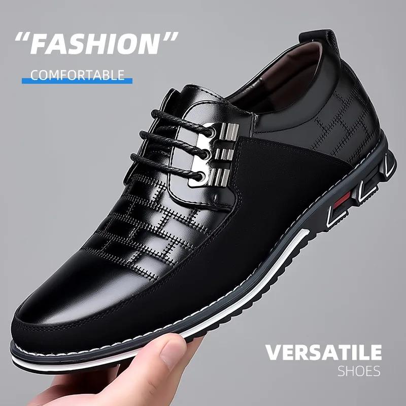 Fashion Men Formal Leather Shoes Slip On Soft Loafers Anti Slip Breathable Driving Flats Spring Walking Office Work Shoes Size 48 47 49
