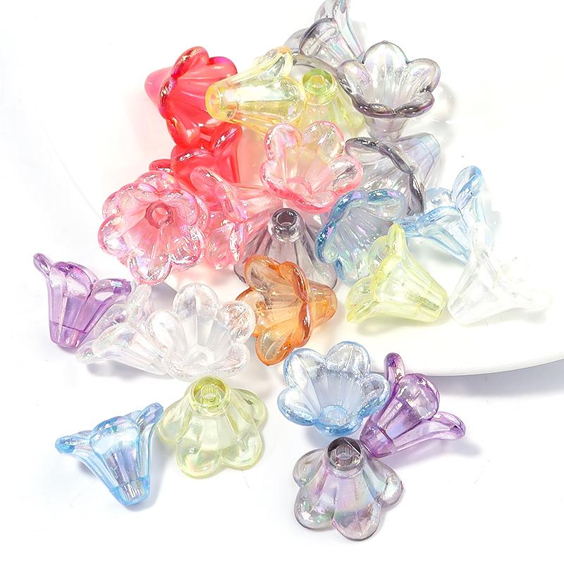 50-100 Stück AB-Farbe Acrylperlen Blume Abstandshalter Endkappen Charmanhänger Perlen Für Schmuckherstellung Lose Perlen DIY Armbänder Großhandel