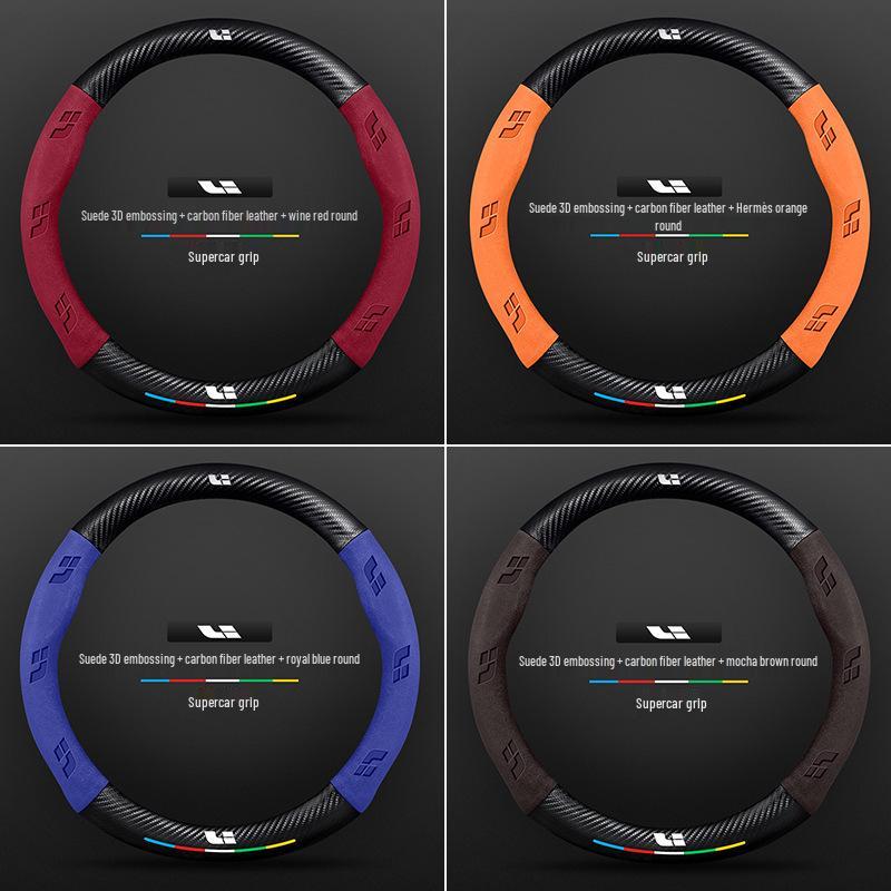 Ideal Steering Wheel Cover – Genuine Leather & Suede, Carbon Fiber, Four Seasons Compatible (Models: ONE L9, L8, L7, L6 MEGA)