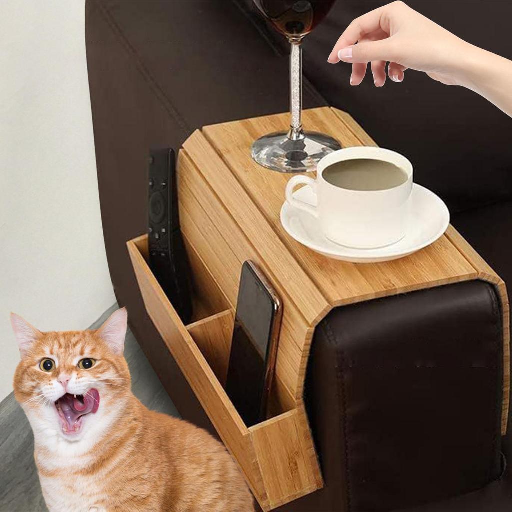 Couch Cup Holder Sofa Armrest Organizer Wood Furniture Storage Bag Phone Remote Control Home with