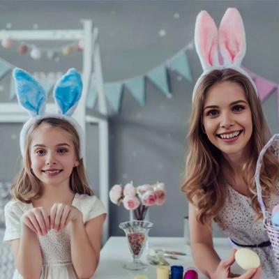 Easter Bunny Ear Headband Patchwork Color Soft Plush Hair Hoop Washing Face Bathroom Girl Headband Head Accessories
