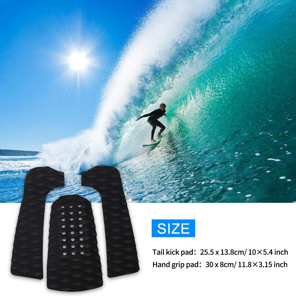 Surfboard Traction Pad, Deck Pad, Non-Slip Traction Pad, Tail Pad, Deck Grip, Front Deck Pad for Surfboards or Skimboards (Black)