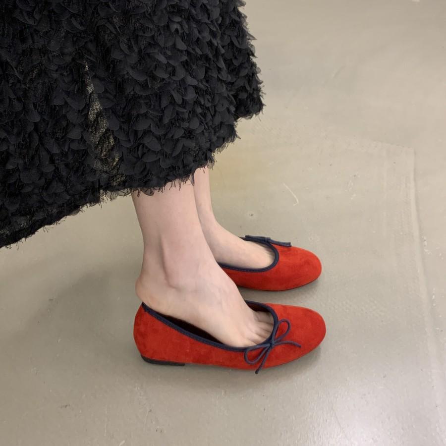 "Encounter Elegance" French Spring and Autumn Flat Bottom Evening Single Shoes Women Gentle Bow Ballet Grandma Ladyshoes Women
