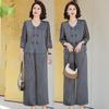 Summer Chic: Elegant Two-Piece Set for Mothers - Wide-Leg Pants & Top for Middle-Aged and Elderly Women