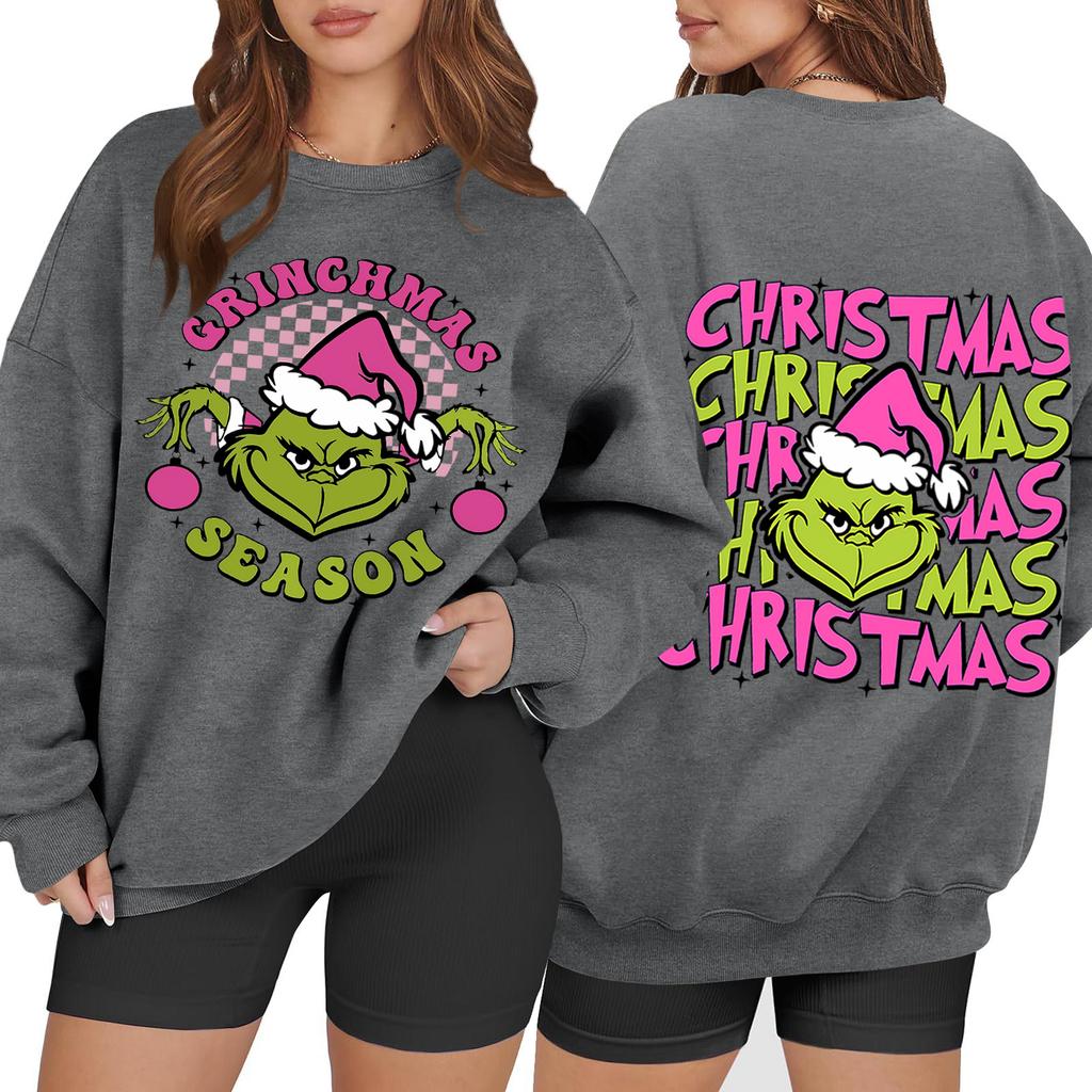 Women's Casual Fashion Long Sleeve Christmas Printed Round Neck Sweatshirt Top