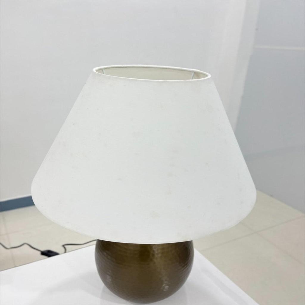 Table Lamp Shade Fabric Antique Raw Brass Base Tables Lamps Lights 20" Home Decorative