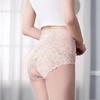 Women Panties High Waist Lace Thin Hollow Out See-through Flower Embroidery Elastic Soft