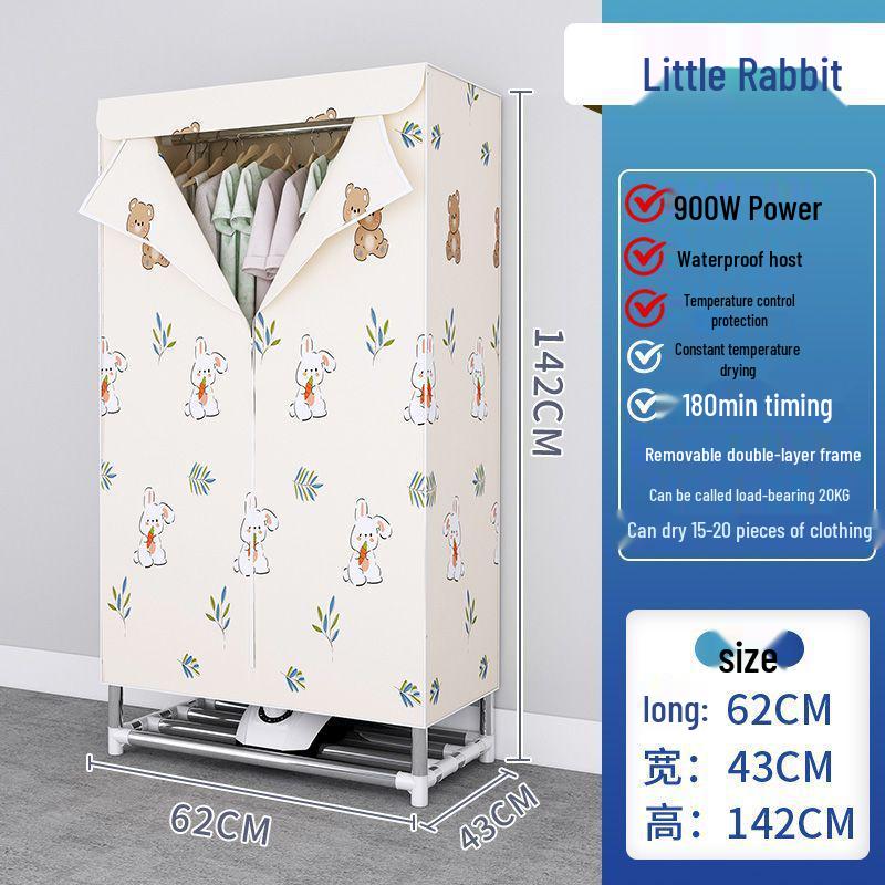 Compact Double-Layer Quick-Dry Clothes Dryer Wardrobe with Large Capacity for Rental Rooms
