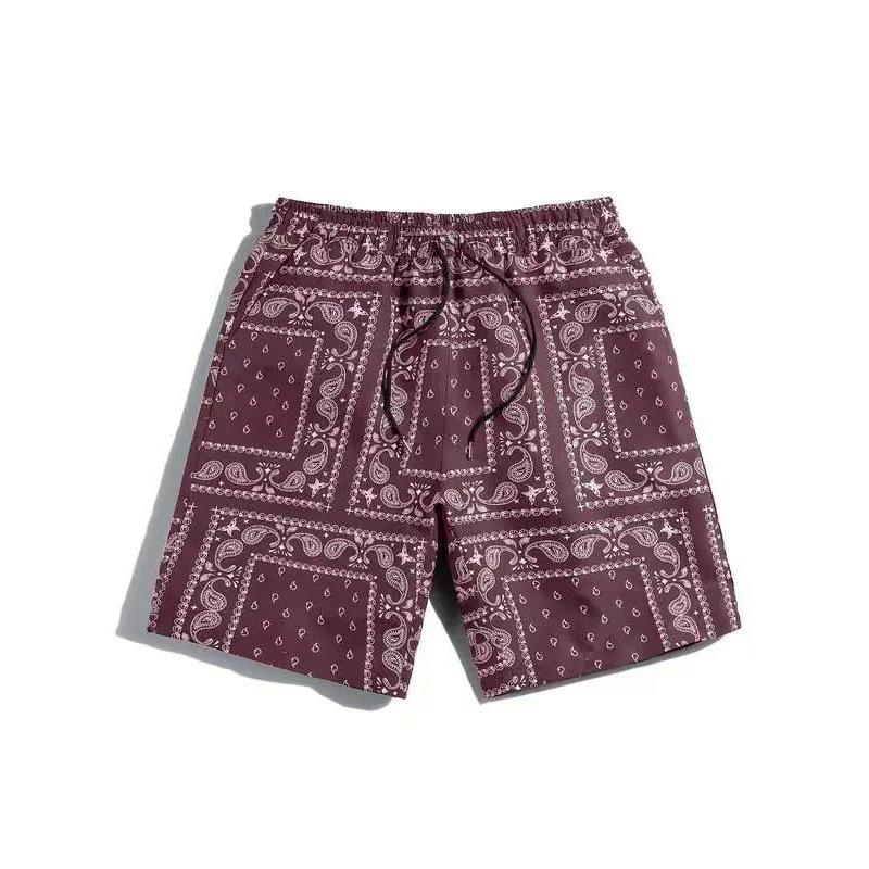 Men's Casual Beach Shorts Breathable Vintage Personality Printed Shorts Hip Hop High Street Streetwear