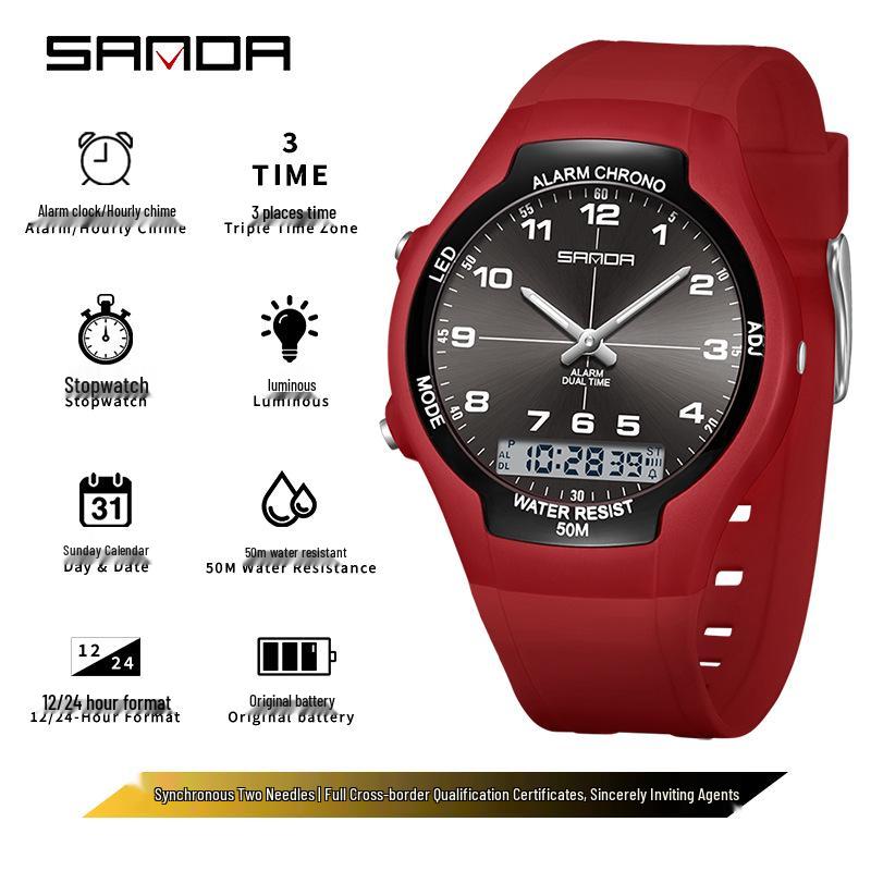 SANDA Dopamine Trend Waterproof Casual Wristwatch for Men and Women