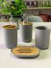 Bathroom Accessory Set: Toiletry Bottles, Toilet Brush, and Trash Can