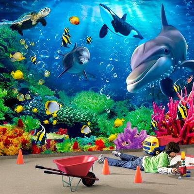 Unterwasserwelt 3D Tapete Delfin Cartoon 3D Wandbild Kinderzimmer Schlafzimmer Foto Wandpapier