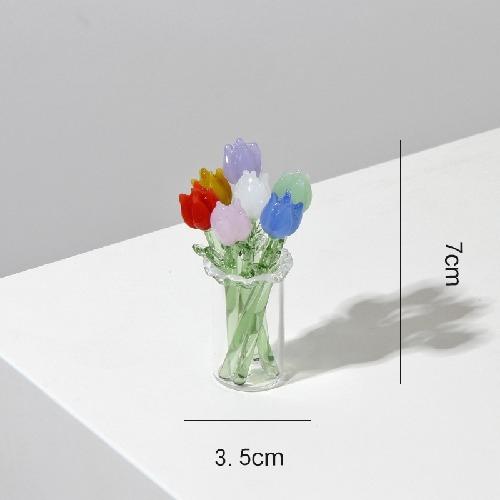 Tulip Glass Flower Handmade Simulation Bouquet Eternal Flower Creative Art Desktop Decoration