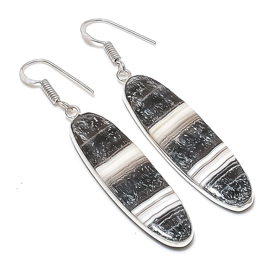 Natural Calcite Agate Gemstone 925 Sterling Silver Jewelry Earring 2.36  AEE-11152