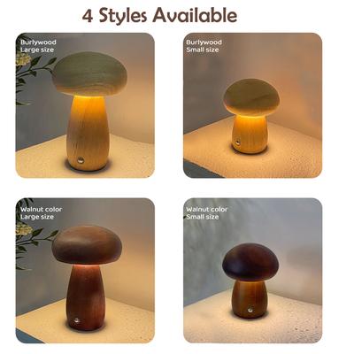 INS Holz Kreative Pilz Nachtlampe Stufenlos Dimmbar Nachttischlampe 3 Farben Wiederaufladbar Schlaf Nachtlichter Für Zimmer