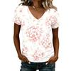 Women V Neck Short Sleeve T Shirt with Floral Print Casual Loose Fit Lightweight Top for Daily Wear Office or Travel