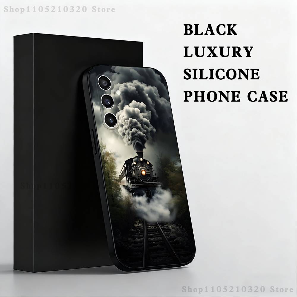 Classic Steam Train Railway Phone Case For Samsung S25,S24,S21,S22,S23,S30,Ultra,S20,Plus,Fe,Lite,Note,10 Black Soft Shell