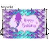 Mocsicka Mermaid Backdrop Under The Sea Girl Blue Purple Scales Party Decoration Happy Birthday Background Photography Photocall
