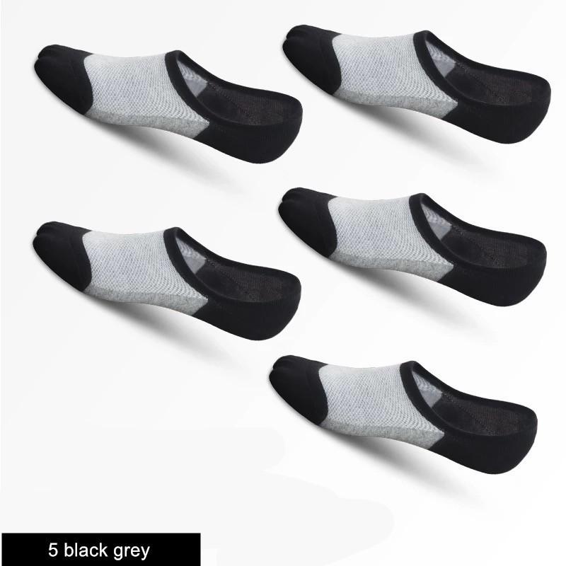 5 Pairs No Show Men Boat Socks Summer Non-Slip Silicone Invisible Cotton Socks Breathable Male Ankle Socks Slippers