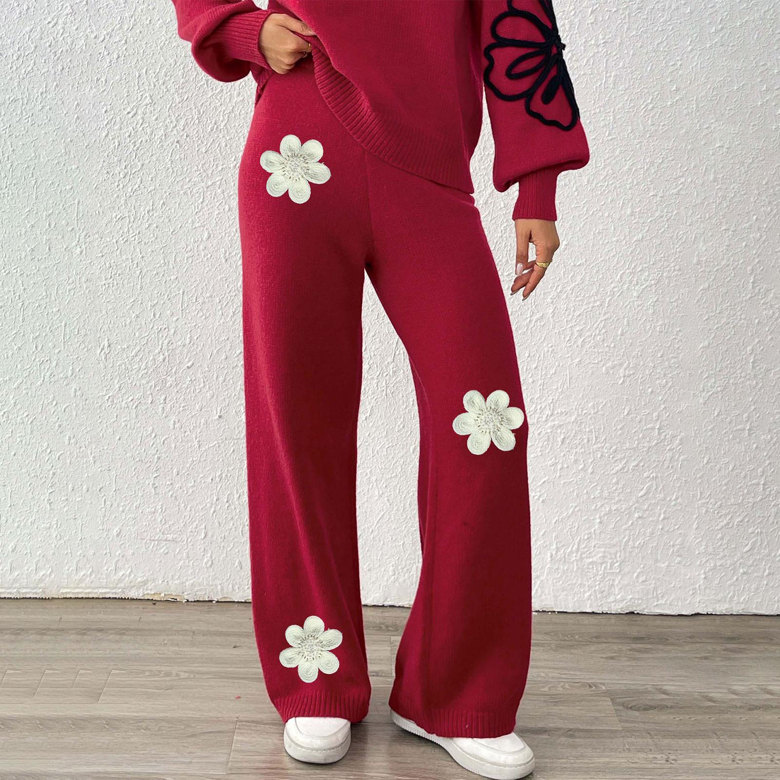 

Женские повседневные брюки с широкими штанинами, брюки с высокой посадкой и прямыми штанинами, брюки с широкими штанинами, осенне-зимние шерстяные брюки S красный