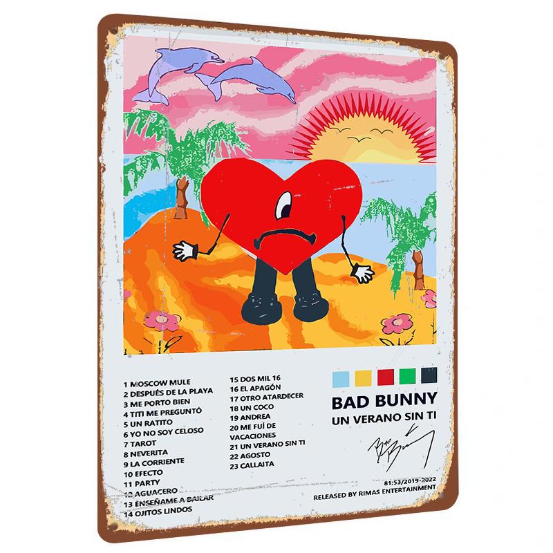 Bad Bunny Un Verano Sin Ti Album Cover Metal Wall Art Decor for Music Fans Room Decorations