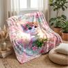 Flower Crown Cat Theme Blanket Lightweight Warm Flannel Blanket Decorative Throw Blanket for Home Decoration