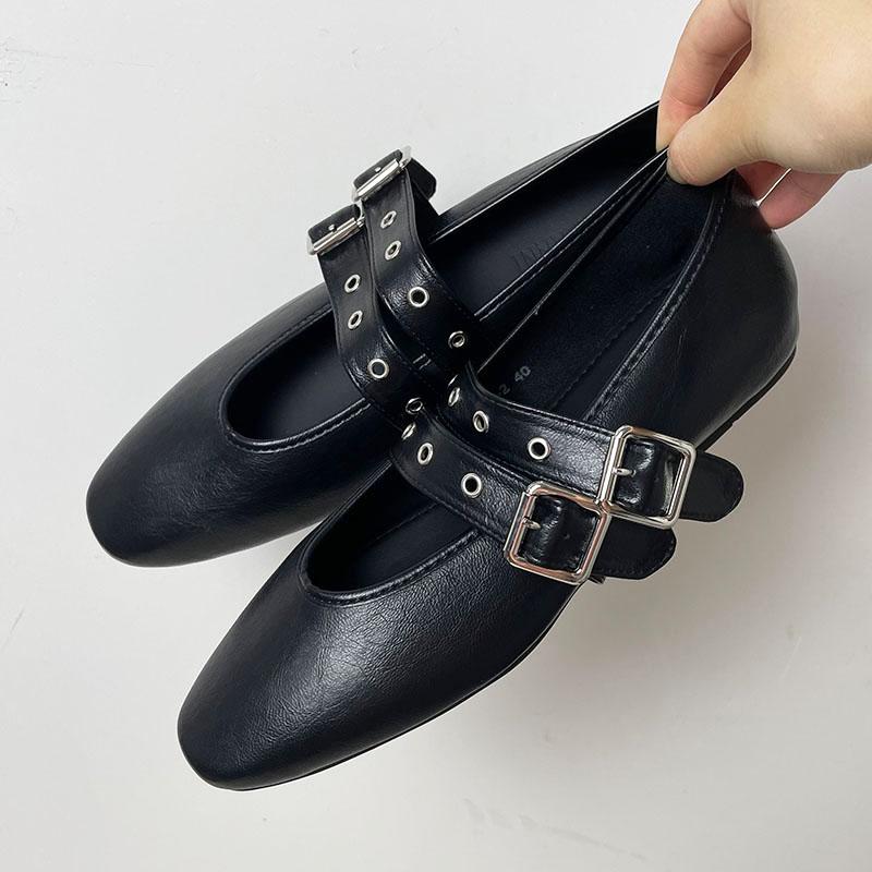 Fashion Female Footwear Shallow Ladies Ballet Flats Shoes Fashion Buckle Strap Round Toe Luxury Women Flats Mary Janes Shoes