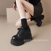 12Cm round head super high heel platform leather single shoes women's 2025 spring and autumn new waterproof table muffin lace-up small leather shoes