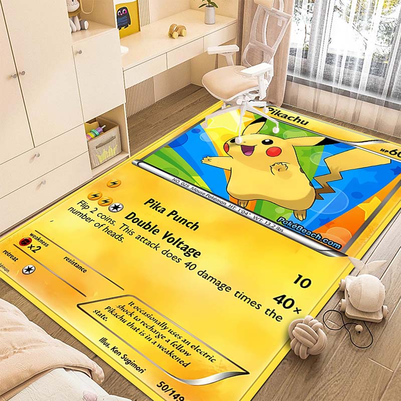 1PC Pokémon Game Cards Print Carpet for Living Room Bedroom Kid's Room Home Decor Area Rug Non-slip Mat Sofa Cloakroom Mat