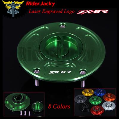 CNC Aluminium Keyless Motorrad Zubehör Kraftstoff Tankdeckel Abdeckung Für Kawasaki ZX-6R ZX6R ZX6 R 2003-2006 2004