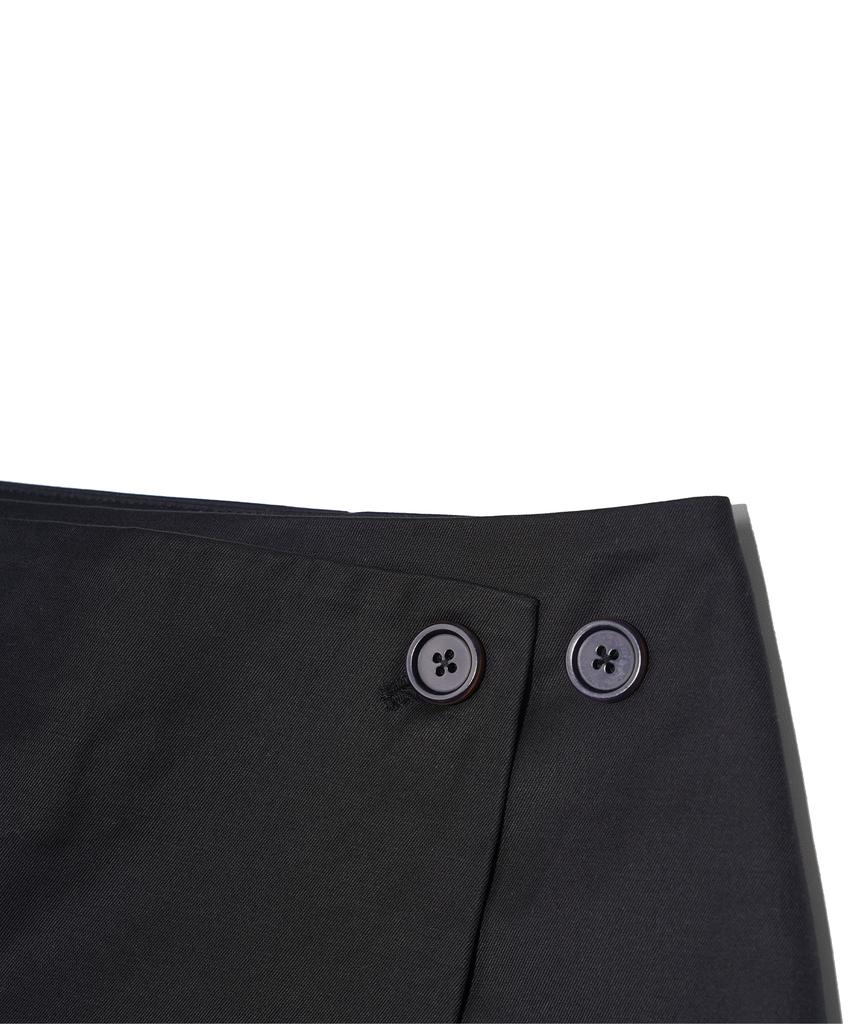 Hardcore Happiness Two-Button Wrap Skirt_Black