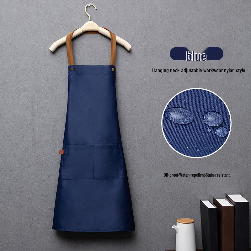 Water-Repellent Solid Color Apron with Logo Print for Kitchen and Catering