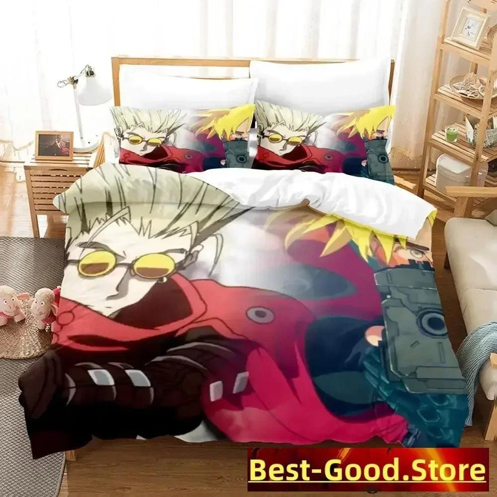 TRIGUN STAMPEDE Bedding Set Single Twin Full Queen King Size Bed Set Aldult Kid Bedroom Duvetcover Sets Anime parure de lit Bed