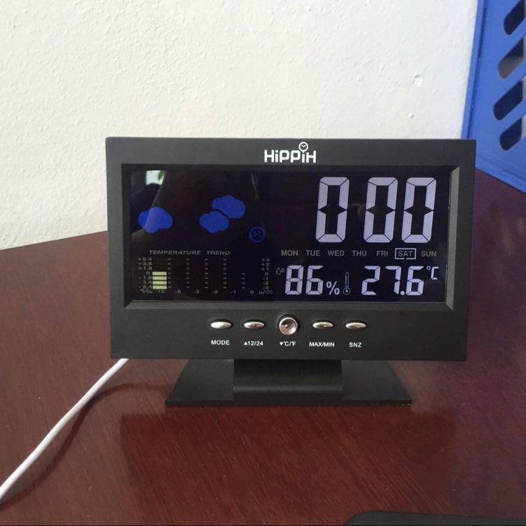 Weather Clock 8082T: Color Screen Display, Voice-Controlled Temperature & Humidity Alarm Clock