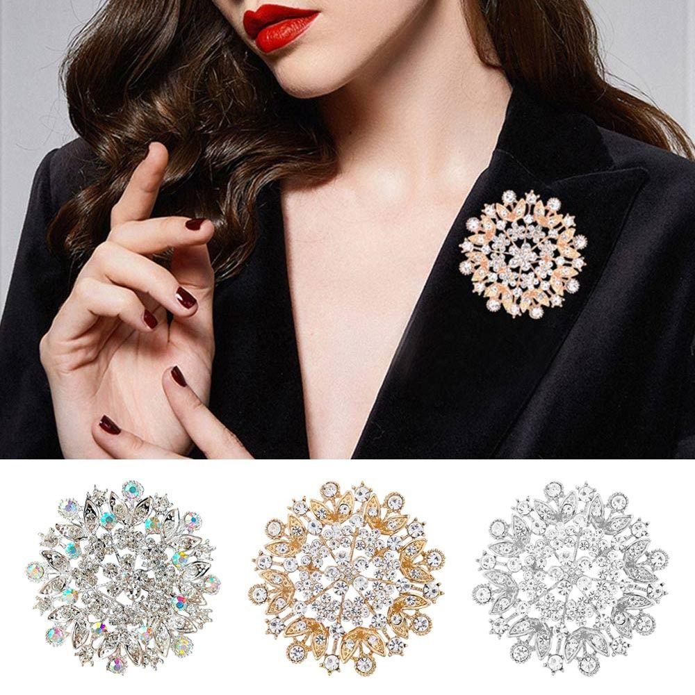 Creative Elegant Crystal Flower Brooches Pearl Rhinestone Brooch Pins Jewelry Charming Jewelry Gifts Women