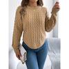 Women's Sweatshirt Casual Top Solid Colour Cable-Knit Bell Sleeves Asymmetrical Pullover