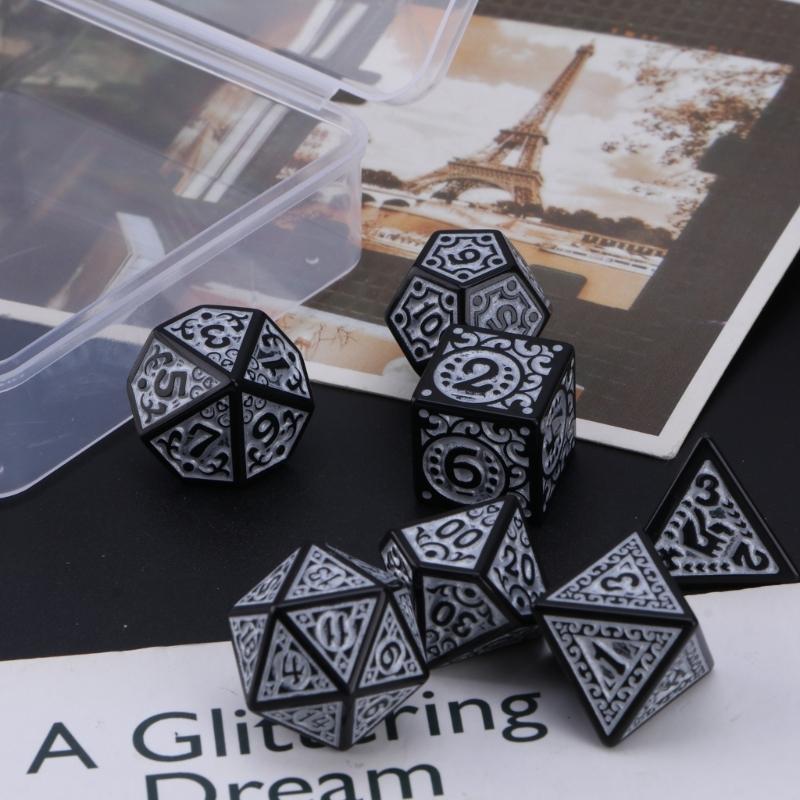 7Pcs/set Polyhedral Acrylic Dices Multiple Face Various Shape Digital Game Dices for Club Party Family Board Game Props
