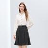 Women's Ruffle Collar Contrast Button Blouse